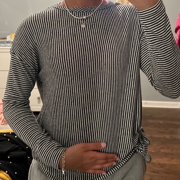 Dressy Striped Long Sleeve Top - Picture 1 of 1